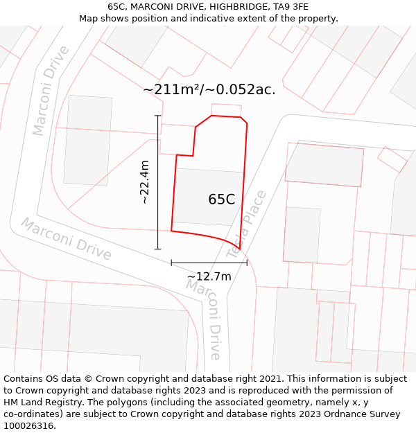 65C, MARCONI DRIVE, HIGHBRIDGE, TA9 3FE: Plot and title map