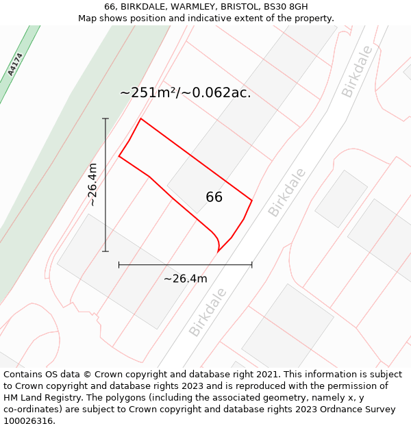 66, BIRKDALE, WARMLEY, BRISTOL, BS30 8GH: Plot and title map