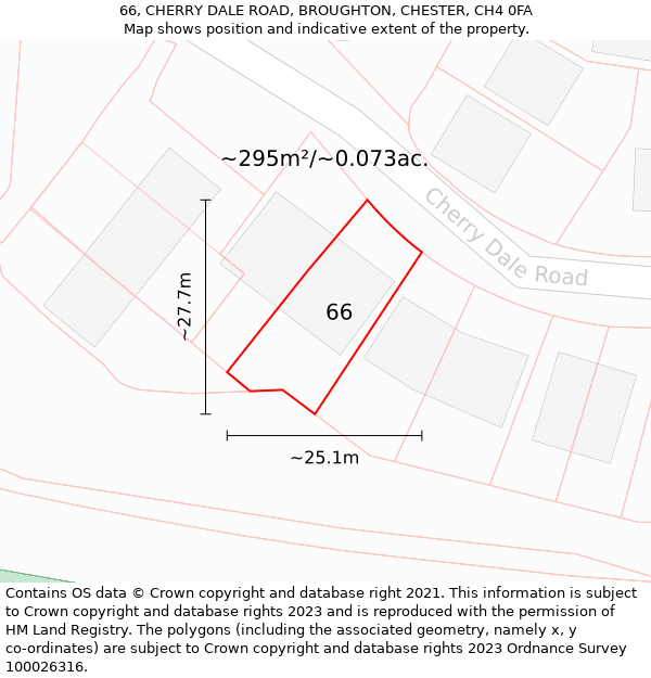 66, CHERRY DALE ROAD, BROUGHTON, CHESTER, CH4 0FA: Plot and title map