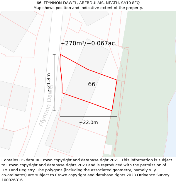 66, FFYNNON DAWEL, ABERDULAIS, NEATH, SA10 8EQ: Plot and title map