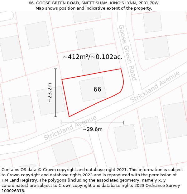 66, GOOSE GREEN ROAD, SNETTISHAM, KING'S LYNN, PE31 7PW: Plot and title map