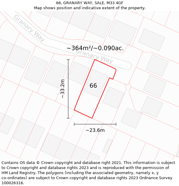 66, GRANARY WAY, SALE, M33 4GF: Plot and title map