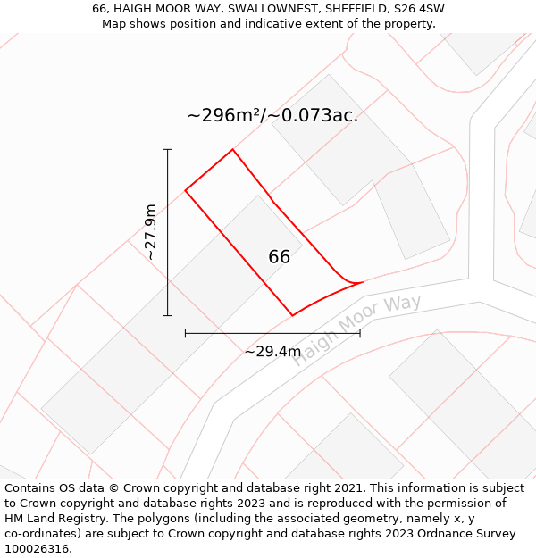 66, HAIGH MOOR WAY, SWALLOWNEST, SHEFFIELD, S26 4SW: Plot and title map