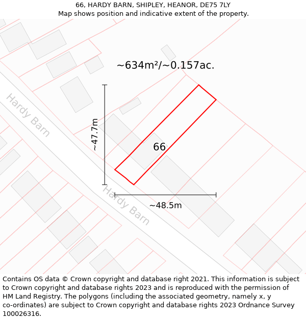 66, HARDY BARN, SHIPLEY, HEANOR, DE75 7LY: Plot and title map