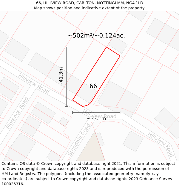 66, HILLVIEW ROAD, CARLTON, NOTTINGHAM, NG4 1LD: Plot and title map