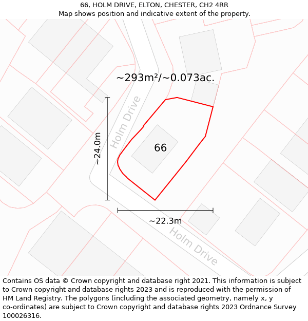 66, HOLM DRIVE, ELTON, CHESTER, CH2 4RR: Plot and title map