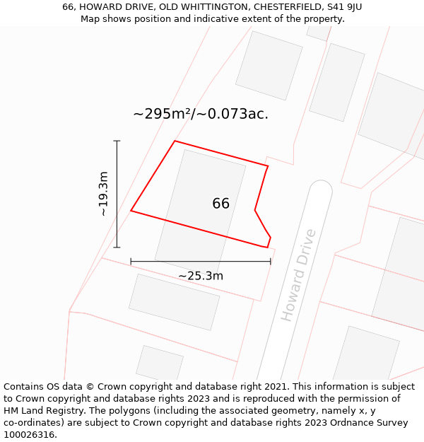 66, HOWARD DRIVE, OLD WHITTINGTON, CHESTERFIELD, S41 9JU: Plot and title map