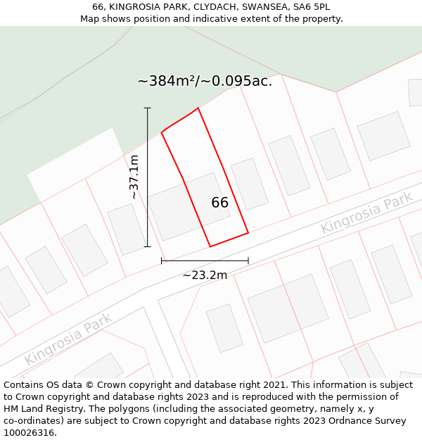 66, KINGROSIA PARK, CLYDACH, SWANSEA, SA6 5PL: Plot and title map