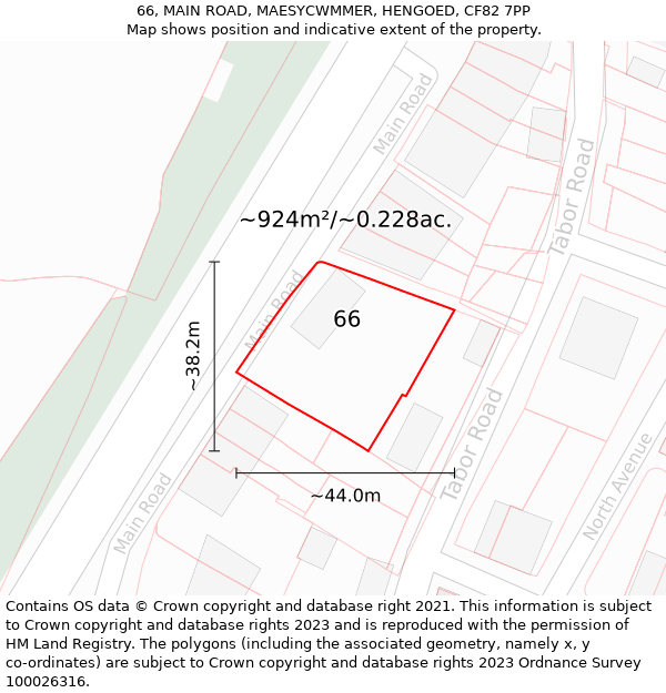 66, MAIN ROAD, MAESYCWMMER, HENGOED, CF82 7PP: Plot and title map