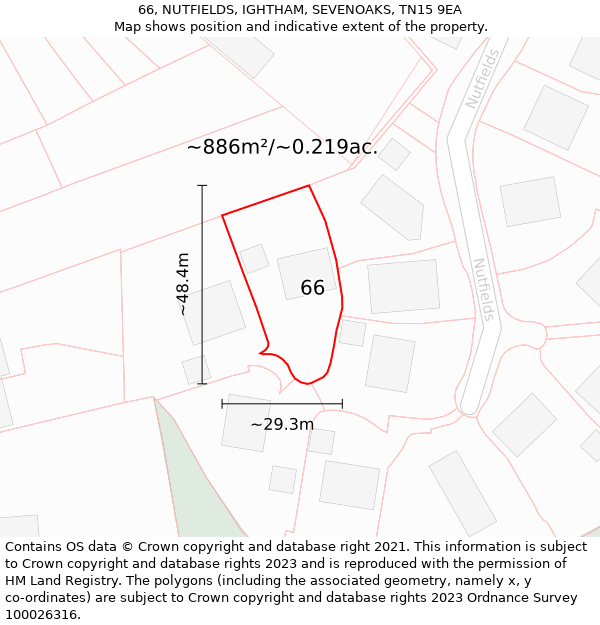 66, NUTFIELDS, IGHTHAM, SEVENOAKS, TN15 9EA: Plot and title map