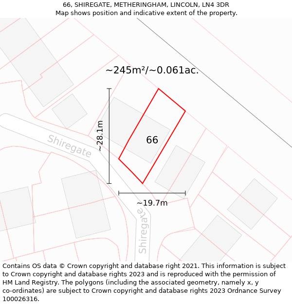 66, SHIREGATE, METHERINGHAM, LINCOLN, LN4 3DR: Plot and title map