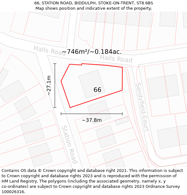 66, STATION ROAD, BIDDULPH, STOKE-ON-TRENT, ST8 6BS: Plot and title map