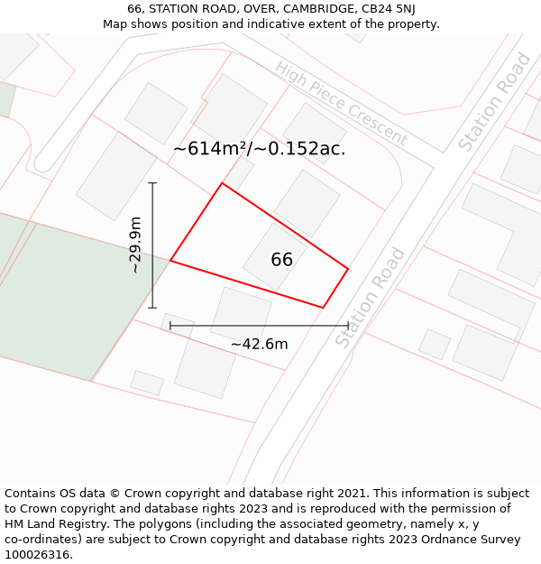 66, STATION ROAD, OVER, CAMBRIDGE, CB24 5NJ: Plot and title map