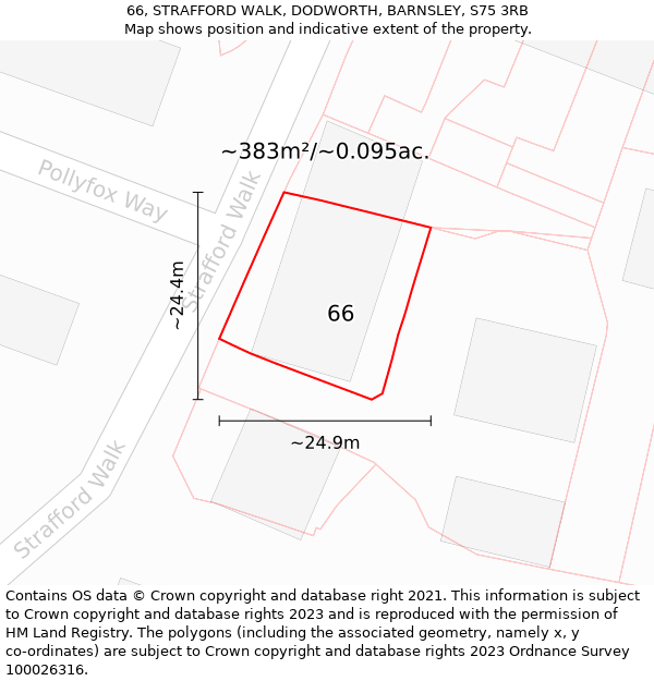 66, STRAFFORD WALK, DODWORTH, BARNSLEY, S75 3RB: Plot and title map