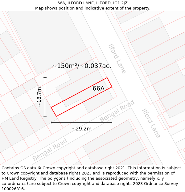 66A, ILFORD LANE, ILFORD, IG1 2JZ: Plot and title map