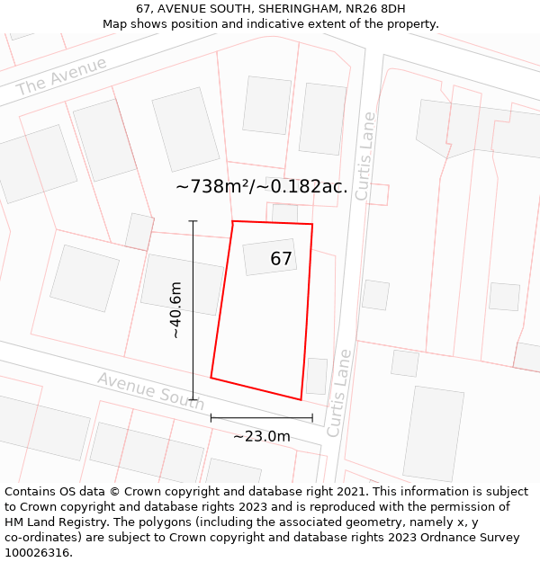 67, AVENUE SOUTH, SHERINGHAM, NR26 8DH: Plot and title map