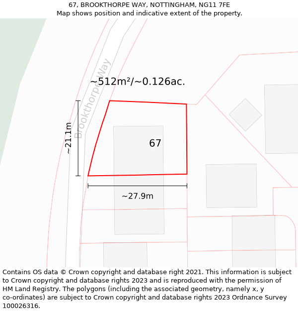 67, BROOKTHORPE WAY, NOTTINGHAM, NG11 7FE: Plot and title map