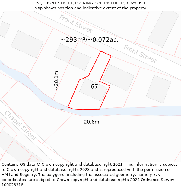 67, FRONT STREET, LOCKINGTON, DRIFFIELD, YO25 9SH: Plot and title map