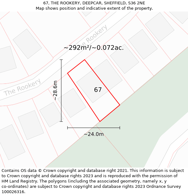 67, THE ROOKERY, DEEPCAR, SHEFFIELD, S36 2NE: Plot and title map