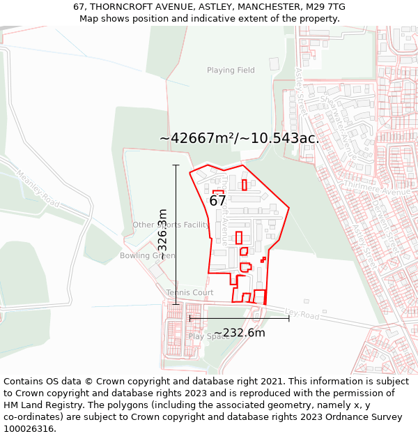 67, THORNCROFT AVENUE, ASTLEY, MANCHESTER, M29 7TG: Plot and title map