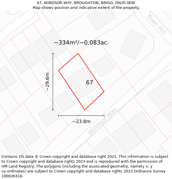 67, WINDSOR WAY, BROUGHTON, BRIGG, DN20 0EW: Plot and title map