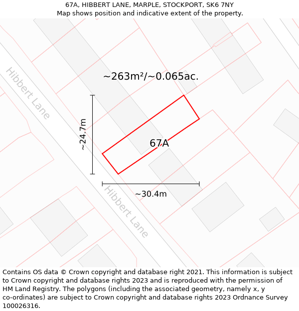 67A, HIBBERT LANE, MARPLE, STOCKPORT, SK6 7NY: Plot and title map