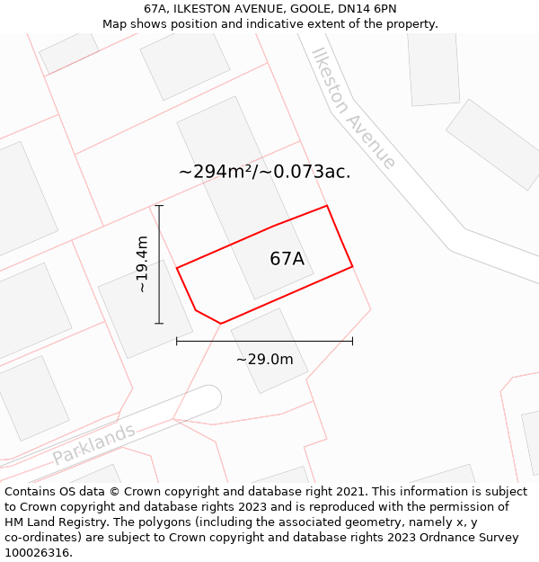 67A, ILKESTON AVENUE, GOOLE, DN14 6PN: Plot and title map