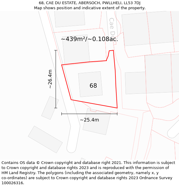 68, CAE DU ESTATE, ABERSOCH, PWLLHELI, LL53 7DJ: Plot and title map