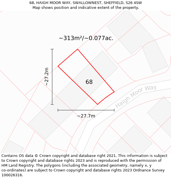 68, HAIGH MOOR WAY, SWALLOWNEST, SHEFFIELD, S26 4SW: Plot and title map