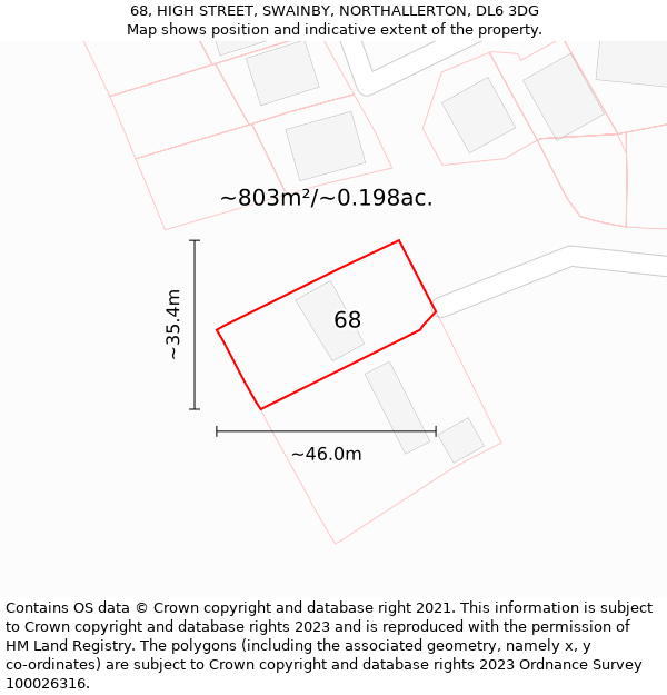 68, HIGH STREET, SWAINBY, NORTHALLERTON, DL6 3DG: Plot and title map