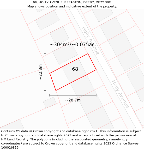 68, HOLLY AVENUE, BREASTON, DERBY, DE72 3BG: Plot and title map