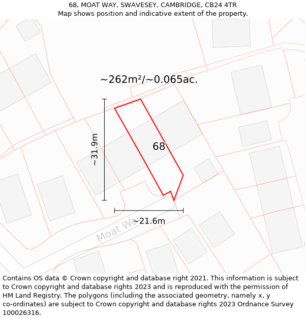 68, MOAT WAY, SWAVESEY, CAMBRIDGE, CB24 4TR: Plot and title map