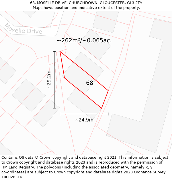 68, MOSELLE DRIVE, CHURCHDOWN, GLOUCESTER, GL3 2TA: Plot and title map