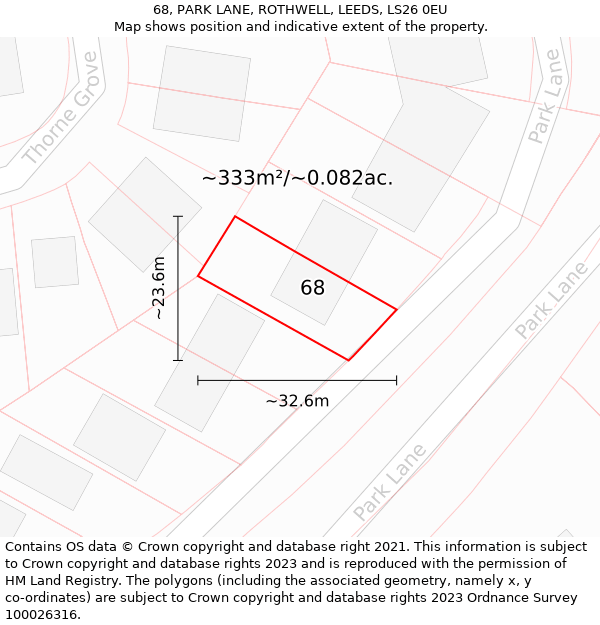 68, PARK LANE, ROTHWELL, LEEDS, LS26 0EU: Plot and title map