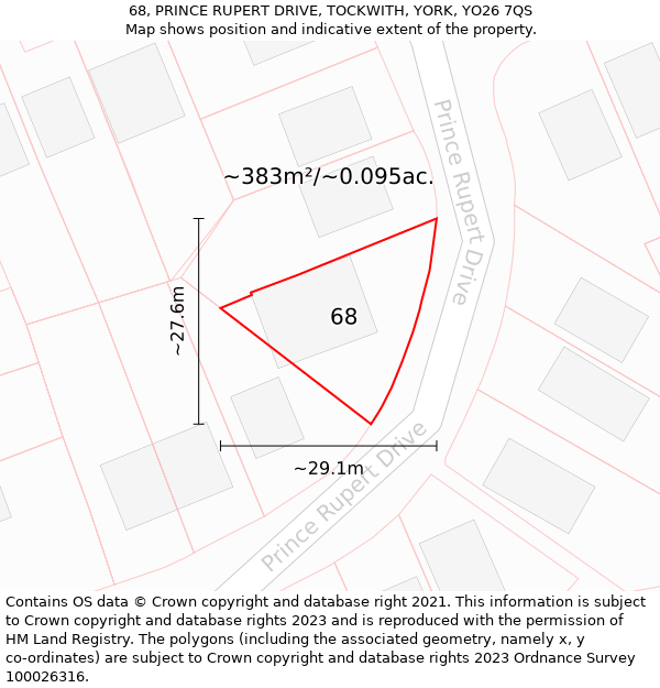 68, PRINCE RUPERT DRIVE, TOCKWITH, YORK, YO26 7QS: Plot and title map