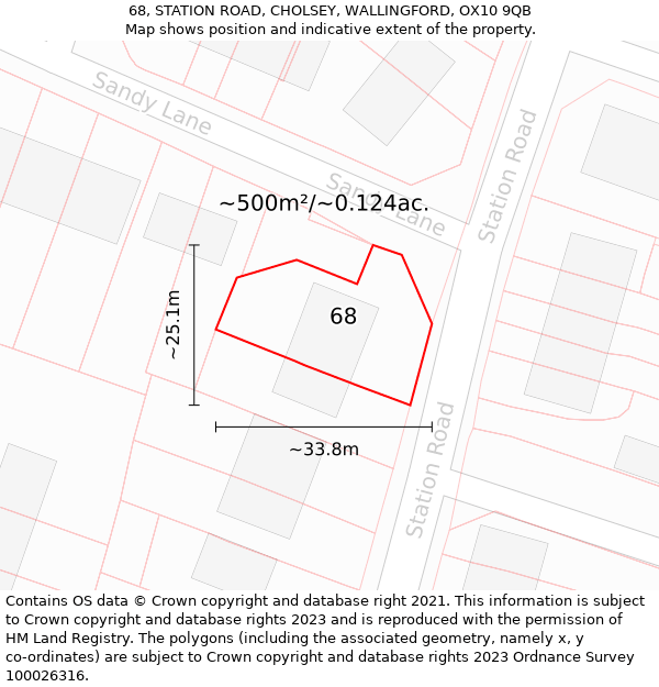 68, STATION ROAD, CHOLSEY, WALLINGFORD, OX10 9QB: Plot and title map