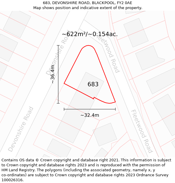 683, DEVONSHIRE ROAD, BLACKPOOL, FY2 0AE: Plot and title map
