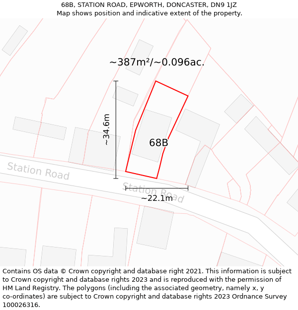 68B, STATION ROAD, EPWORTH, DONCASTER, DN9 1JZ: Plot and title map