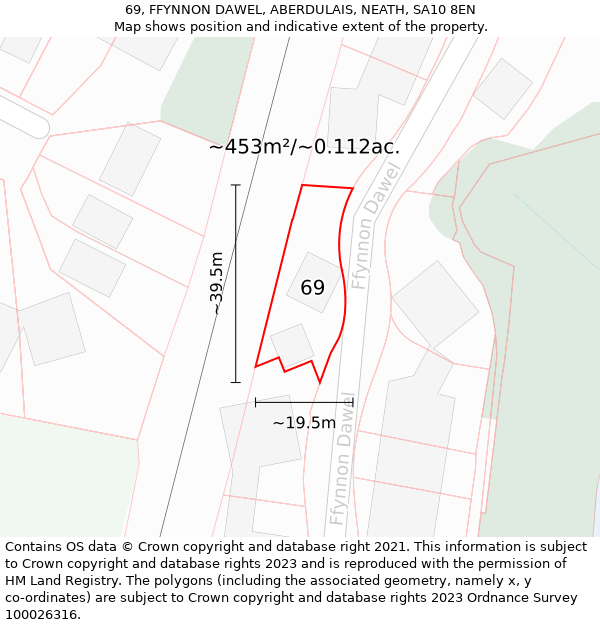 69, FFYNNON DAWEL, ABERDULAIS, NEATH, SA10 8EN: Plot and title map