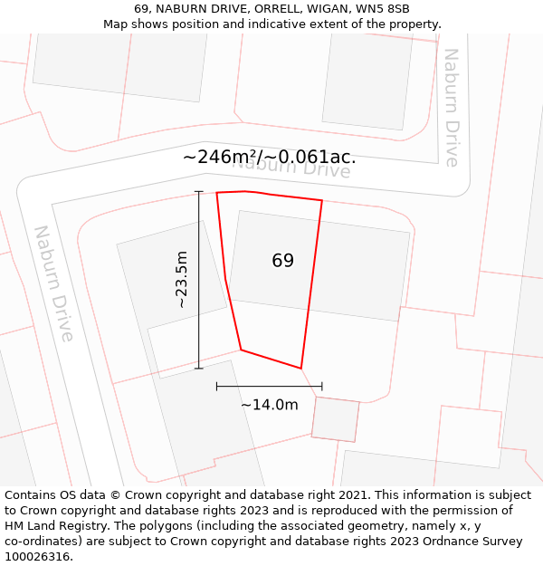 69, NABURN DRIVE, ORRELL, WIGAN, WN5 8SB: Plot and title map