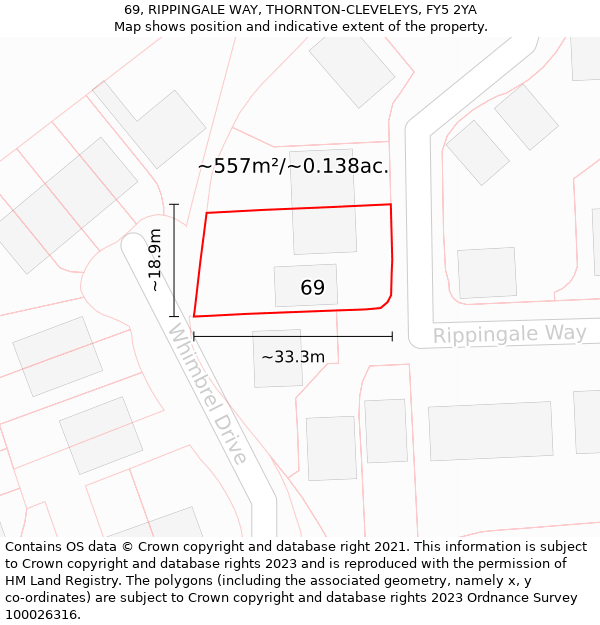 69, RIPPINGALE WAY, THORNTON-CLEVELEYS, FY5 2YA: Plot and title map