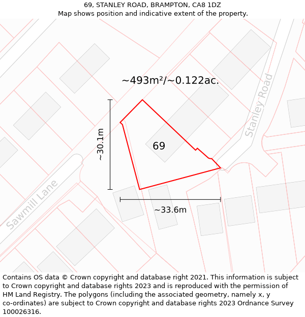 69, STANLEY ROAD, BRAMPTON, CA8 1DZ: Plot and title map