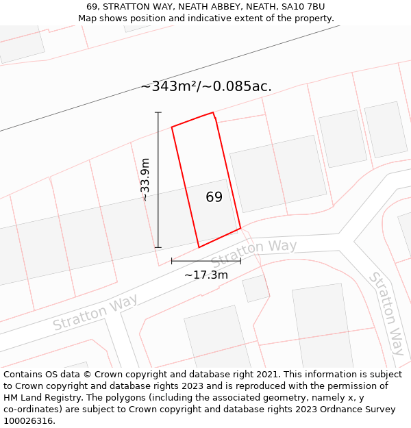 69, STRATTON WAY, NEATH ABBEY, NEATH, SA10 7BU: Plot and title map