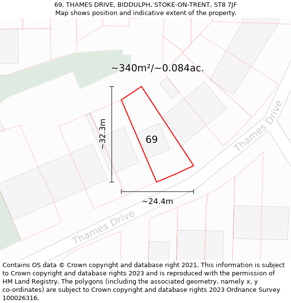 69, THAMES DRIVE, BIDDULPH, STOKE-ON-TRENT, ST8 7JF: Plot and title map