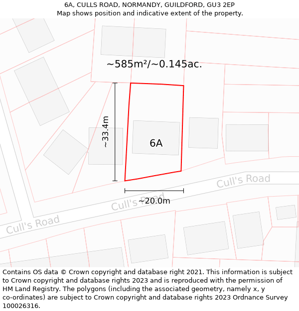 6A, CULLS ROAD, NORMANDY, GUILDFORD, GU3 2EP: Plot and title map