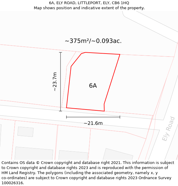 6A, ELY ROAD, LITTLEPORT, ELY, CB6 1HQ: Plot and title map