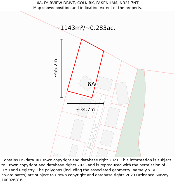 6A, FAIRVIEW DRIVE, COLKIRK, FAKENHAM, NR21 7NT: Plot and title map