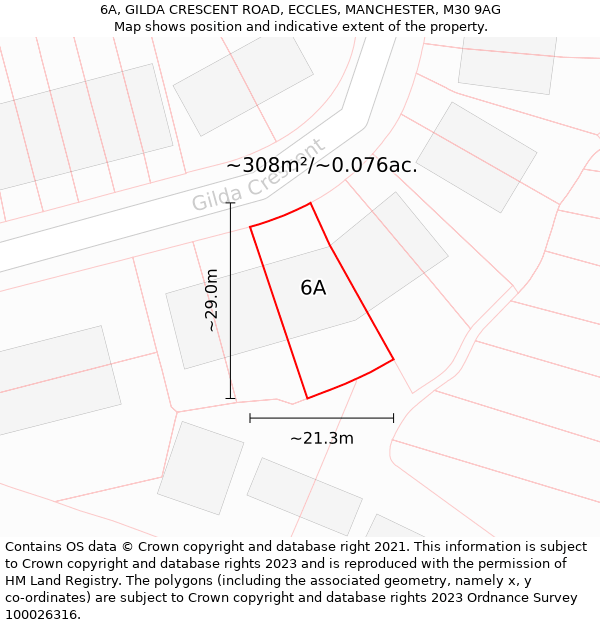 6A, GILDA CRESCENT ROAD, ECCLES, MANCHESTER, M30 9AG: Plot and title map