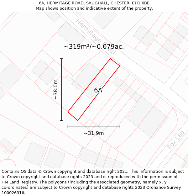 6A, HERMITAGE ROAD, SAUGHALL, CHESTER, CH1 6BE: Plot and title map