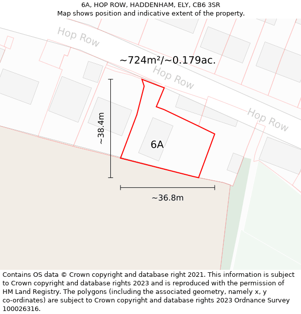 6A, HOP ROW, HADDENHAM, ELY, CB6 3SR: Plot and title map